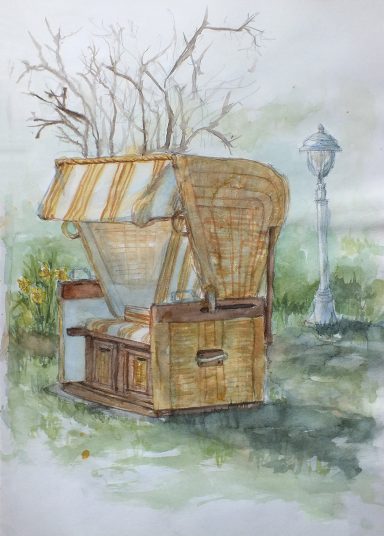 Aquarell Strandkorb